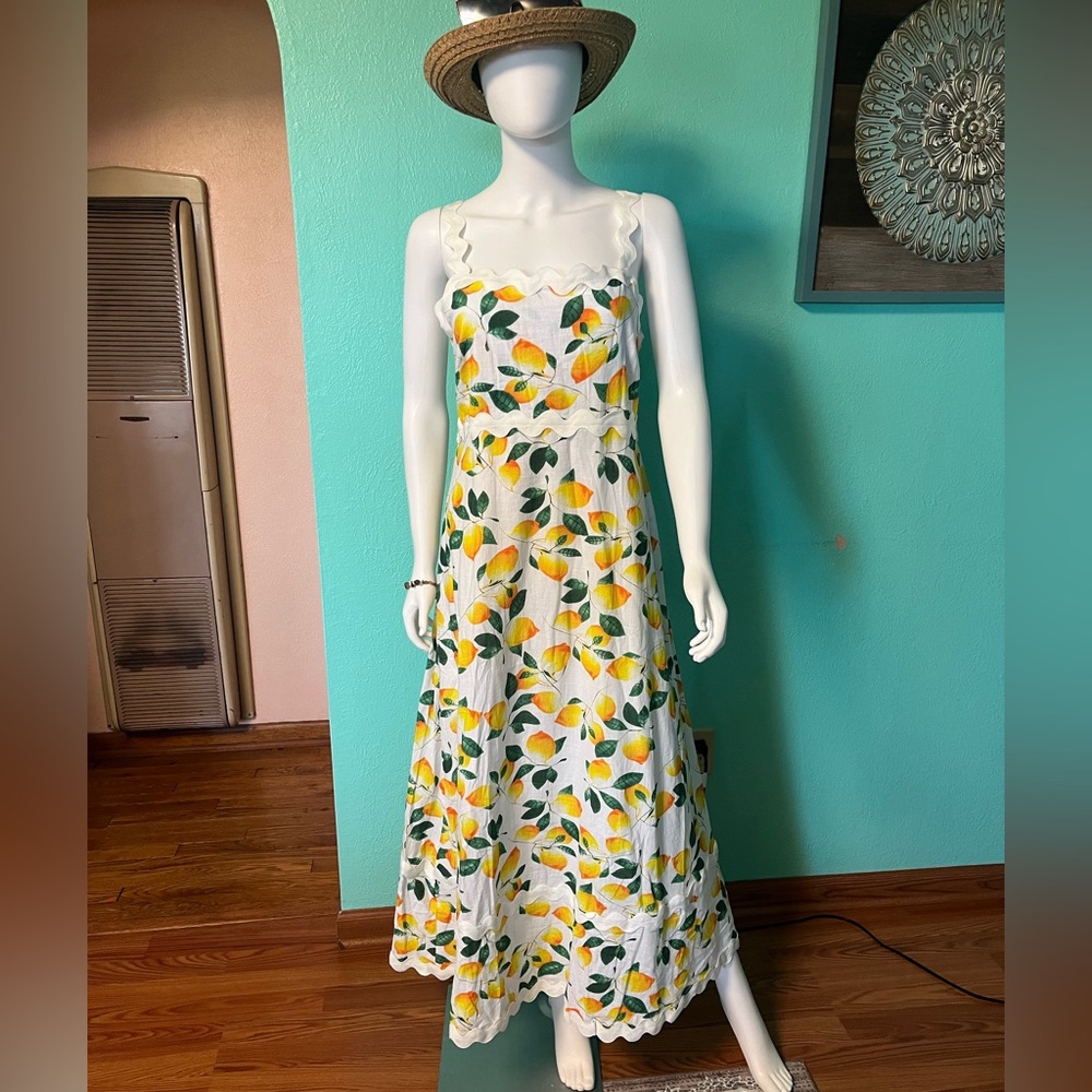Elegant Floral Maxi Dress in Yellow and Green